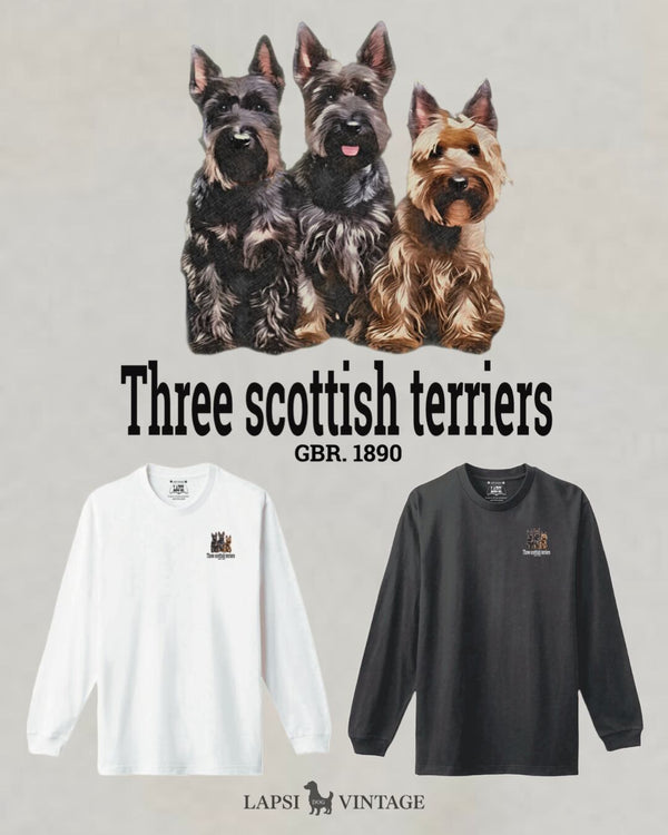 LAPSI Three dog series Scottish terrier long sleeve Tee