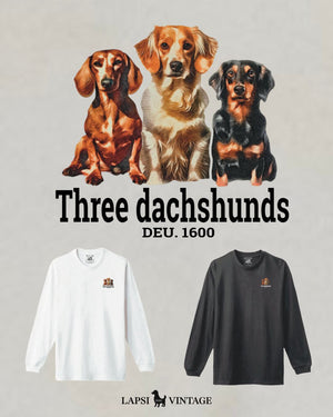 LAPSI Three dog series Dachshunds sleeve tee