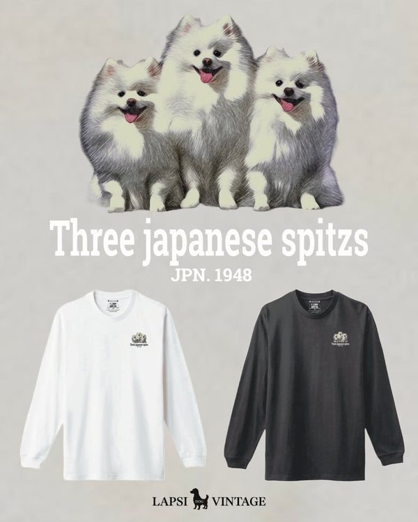 LAPSI Three dog series Japanese spitz long sleeve Tee