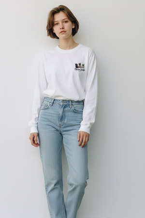 LAPSI Three dog series pug long sleeve tee
