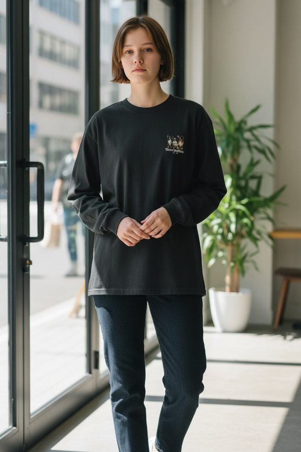 LAPSI Three dog series papillon long sleeve tee