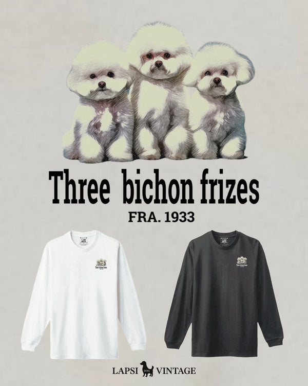 LAPSI Three dog series bichon frize long sleeve tee