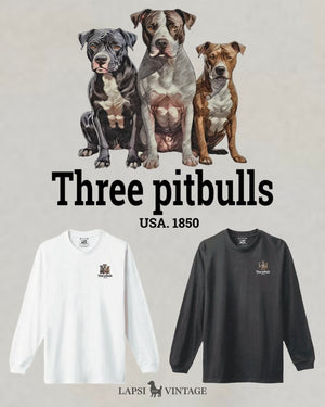 LAPSI Three dog series Pitbull long sleeve Tee