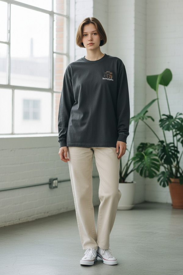 LAPSI Three dog series Brussels griffon long sleeve Tee
