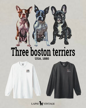 LAPSI Three dog series boston terrier long sleeve tee