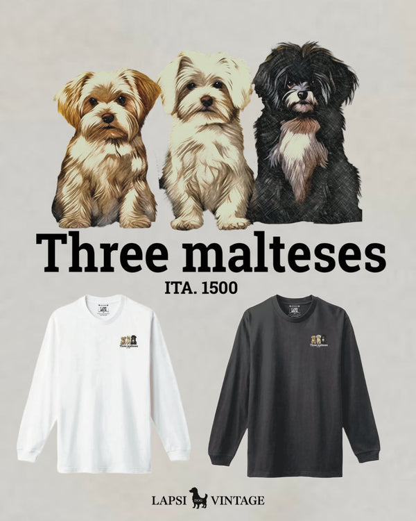 LAPSI Three dog series maltese long sleeve tee