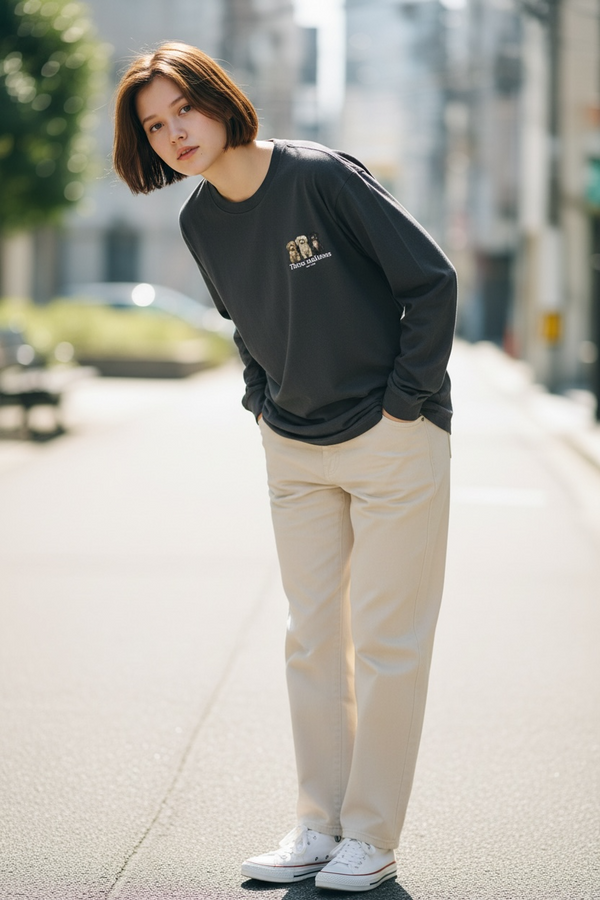 LAPSI Three dog series maltese long sleeve tee