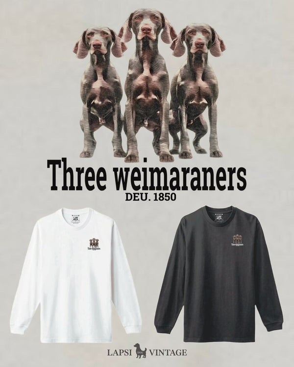LAPSI Three dog series Weimaraner long sleeve Tee