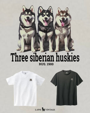 LAPSI Three dog series Siberian huskie Tee