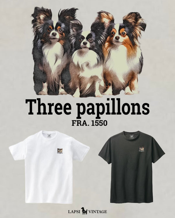 LAPSI Three dog series papillon Tee
