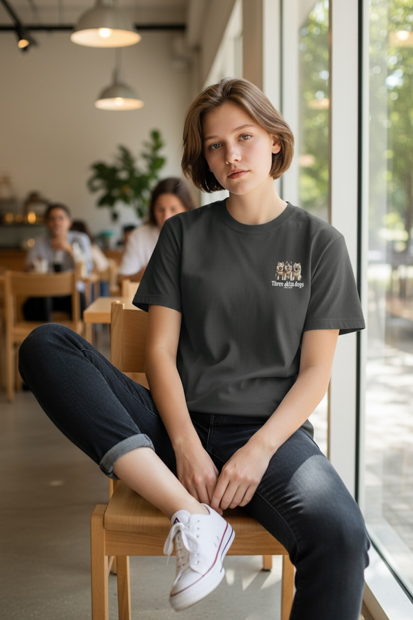 LAPSI Three dog series Akita dog long Tee