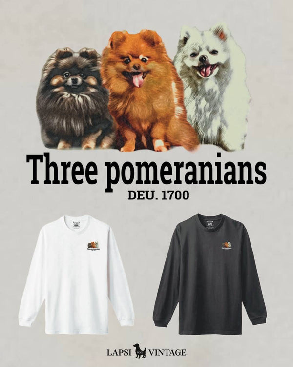 LAPSI Three dog series Pomeranian long sleeve tee